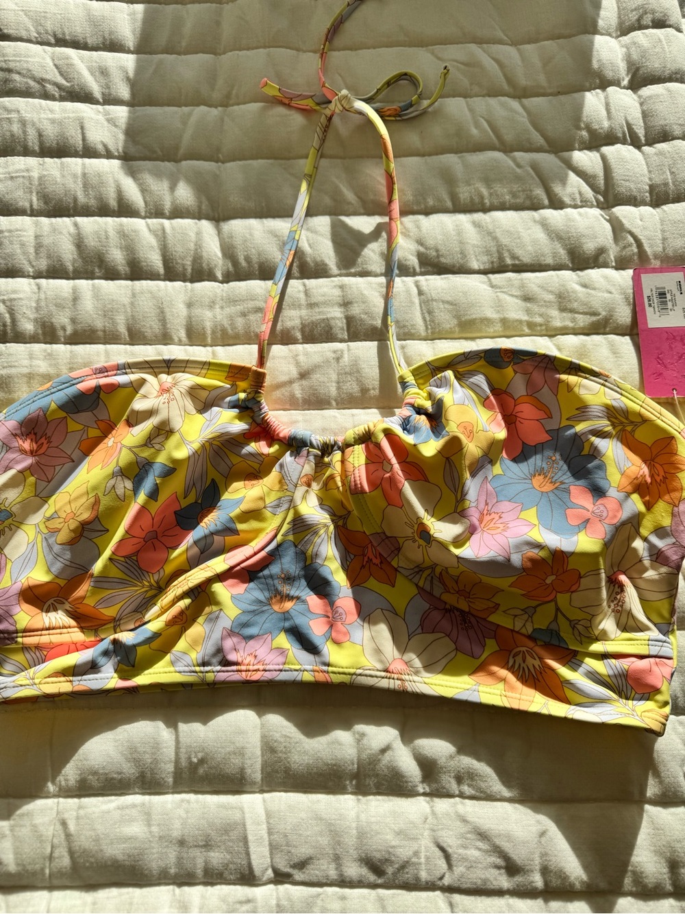 Floral Halter Bikini Top in Yellow - Women Swim Bikini